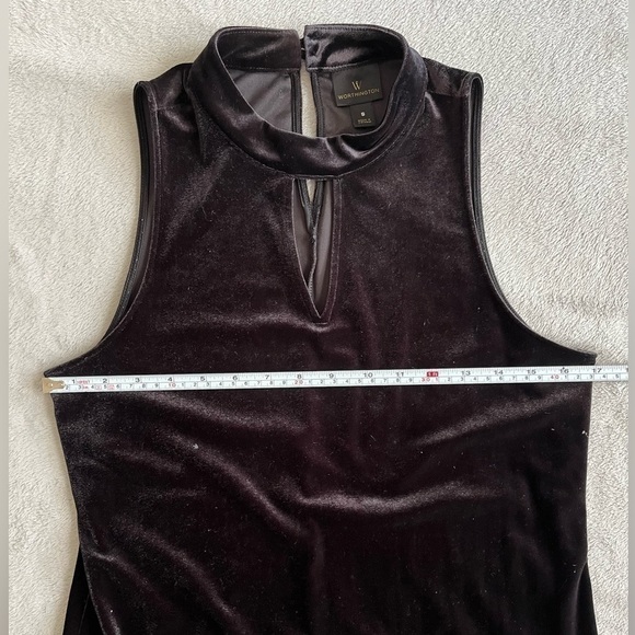 WORTHINGTON Black Velvet Velour Keyhole Dress Sleeveless Cocktail Dress size S - Picture 5 of 9